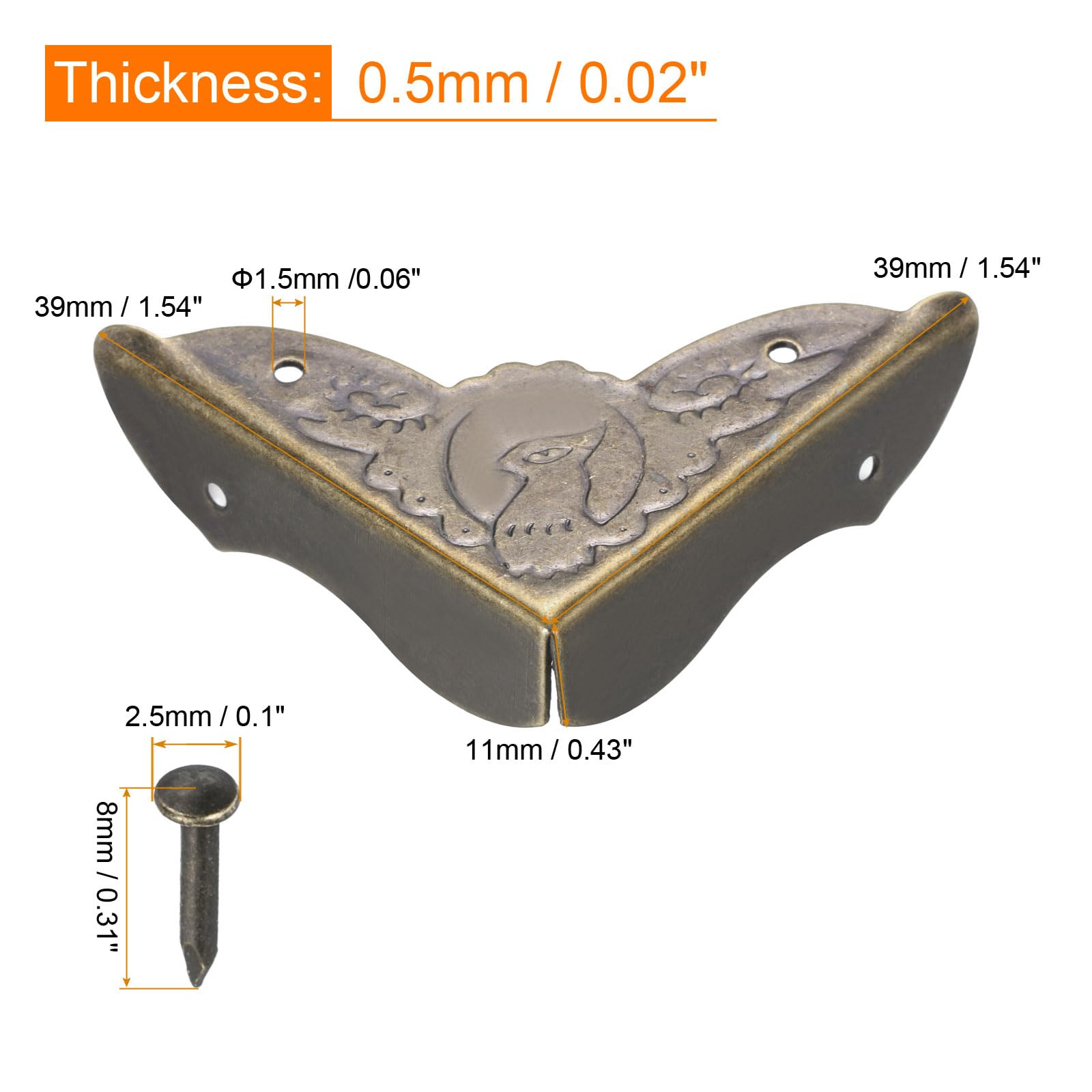 uxcell Metal Desk Corner Protectors Table Edge Cover Guard 39x39x11mm Bronze Tone 20pcs