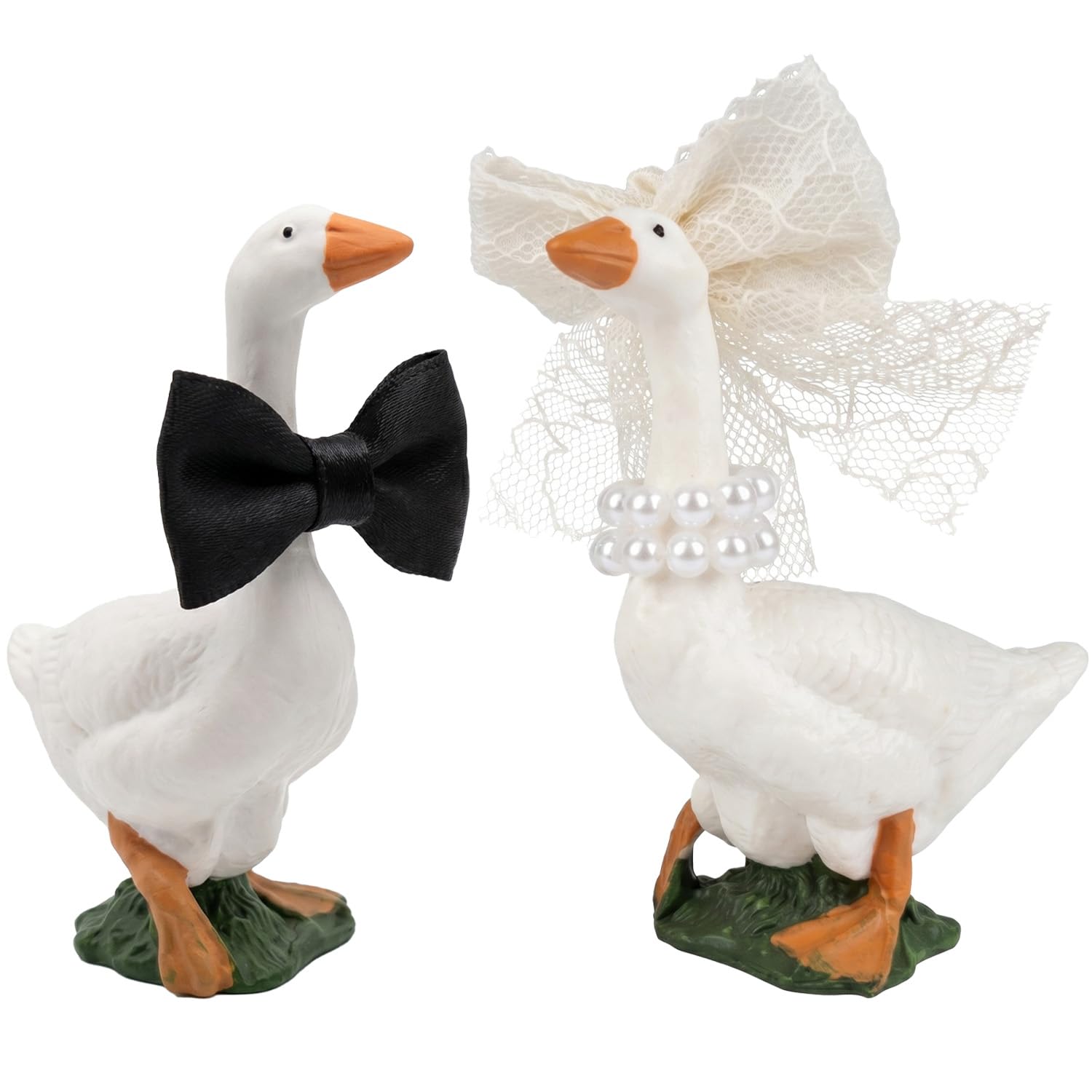 wintfarm Funny Wedding Cake Toppers - Couple Goose Wedding Cake Topper for Bride & Groom Engagement Anniversary - Unique Goose Figurines for Couples Wedding Cake Decor and Animal Themed Cake Decor