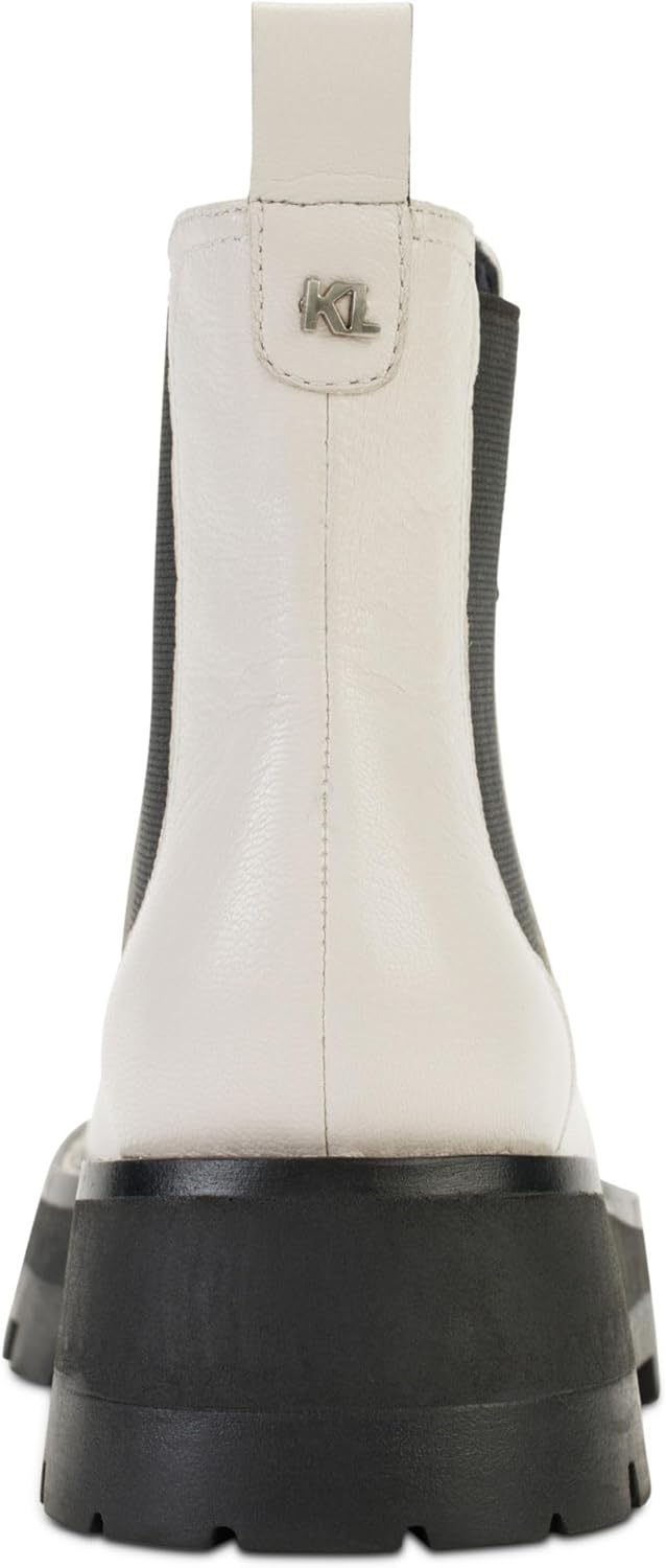KARL LAGERFELD PARIS womens Mayde Leather Lug-sole Ankle Boot