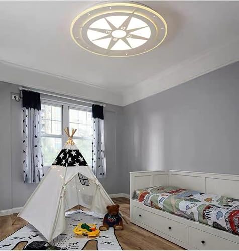 Miniatura 4 de LVZECHEN Lámpara de techo LED simple redonda para niños y niñas, iluminación de dormitorio, brújula de dibujos animados, lámpara de techo para