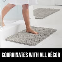 Vista 9 de GORILLA GRIP Bath Rug Mat 30x20, Thick Soft Absorbent Chenille, Quick Dry Microfiber Mats, Rubber Backing Washable Shower Floor Rugs, US Designed