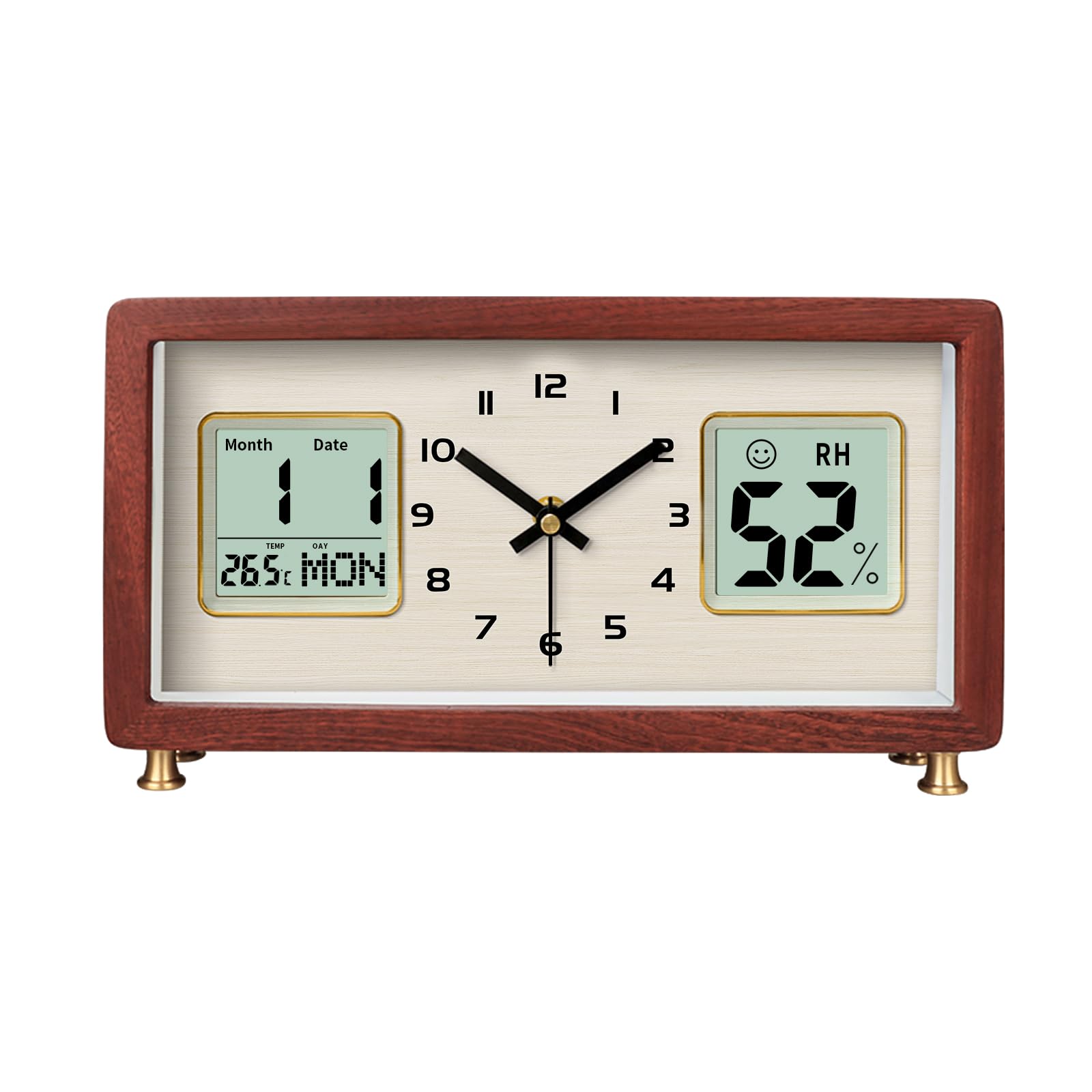 Reloj de mesa silencioso de madera que elimina el tictac molesto