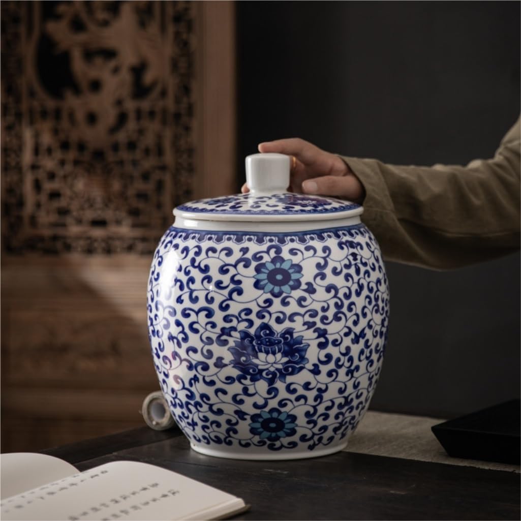LYGSWDB Słoik na cukier Retro Pałac Niebiesko-biały porcelanowy słoik ogólny Biała porcelana do przechowywania Luźny słoik do przechowywania herbaty Ceramiczny słoik kuchenny Pojemnik na herbatę