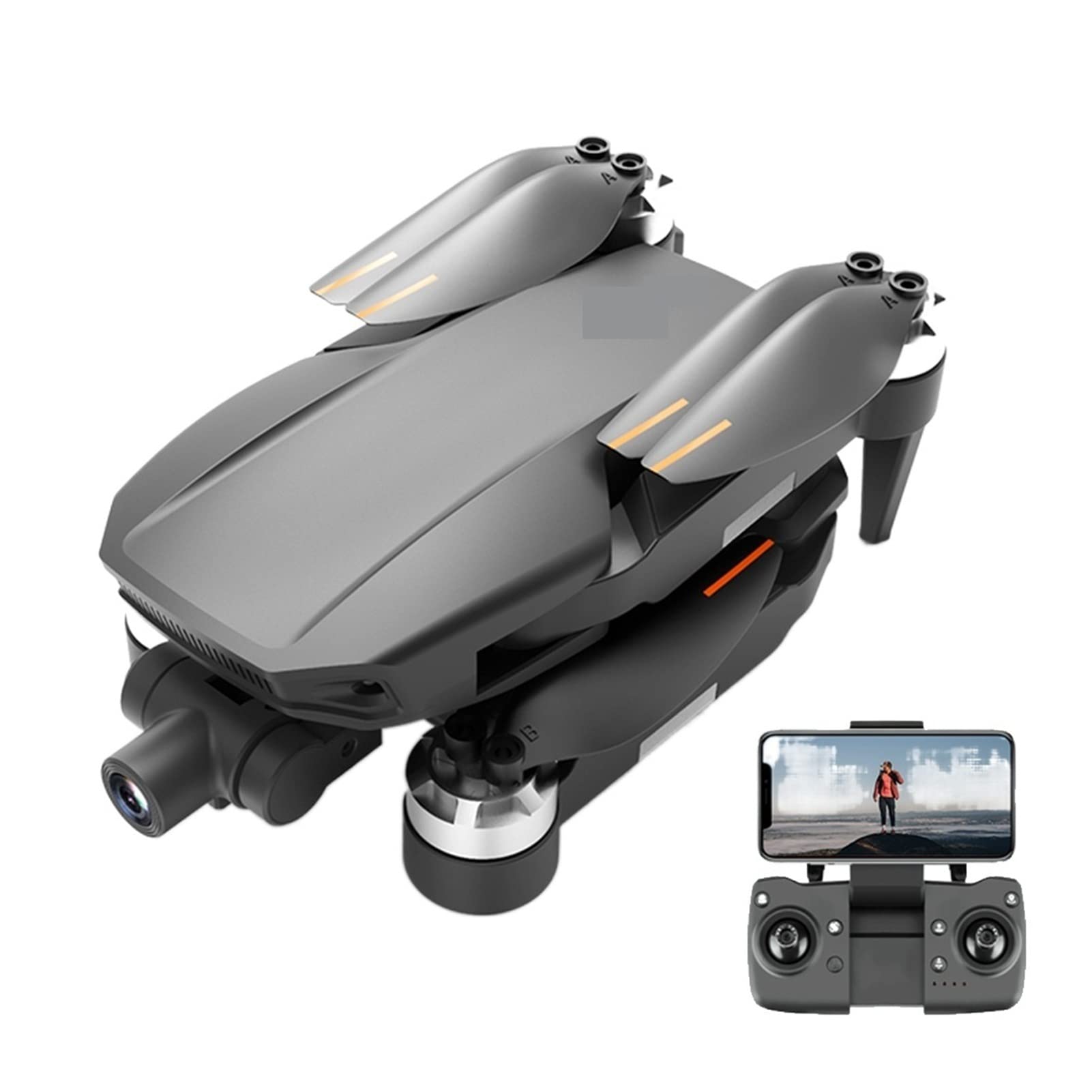Drone Drone Profesjonalna kamera 4K HD Gimbal Dron Bezszczotkowa fotografia lotnicza WiFi FPV GPS Składane RC Quadcopter Drony (Kolor: bezszczotkowy-szary-4K-3B Rozmiar: 1) (Bezrdzeniowy Blk)