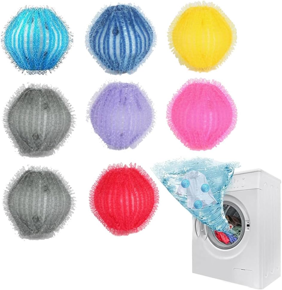 Boule de lavage réutilisable en nylon Colorfast, 8 pièces, pour une meilleure friction du linge, réduire les enchevêtrements et un nettoyage efficace