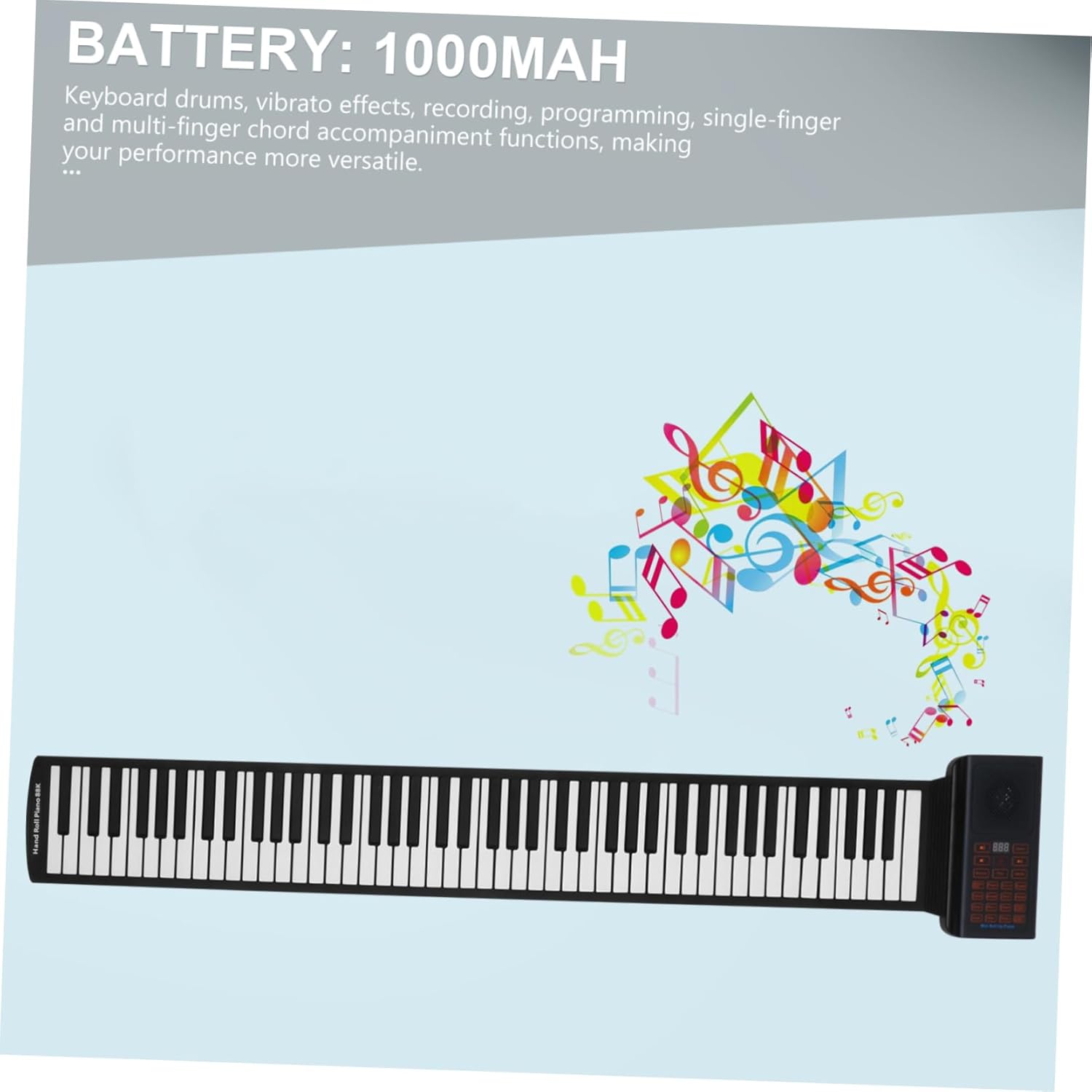 Keys Foldable Electronic Piano Portable Up Keyboard with Rechargeable Battery Built in Speaker Mellow Sound for Music Practice and Performance