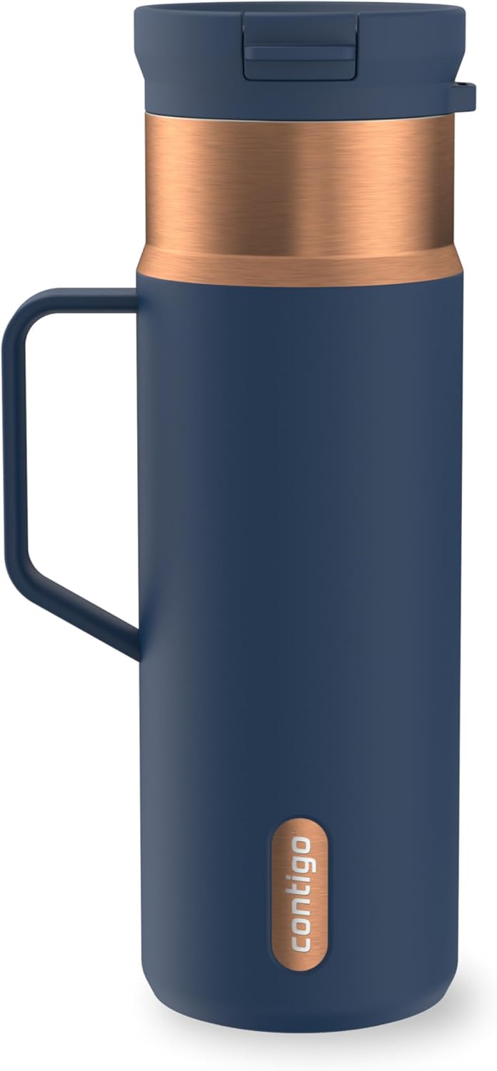 Contigo SnapSeal 20 oz Stainless Steel Vacuum-Insulated Water Bottle with Leakproof AutoClose Lid (Straw-Compatible) & Side Handle, BPA-Free & Lead-Free, Dishwasher Safe