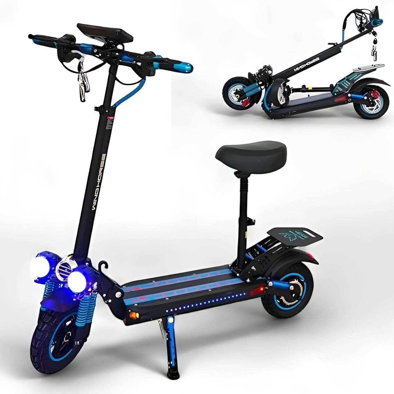 WINDHORSE H5 PRO Folding Electric Scooter | 1200W High-Torque Motor | 48V 18Ah Long-Range Battery | 50 KM/H Top Speed | Remote Security Lock | Dual Suspension