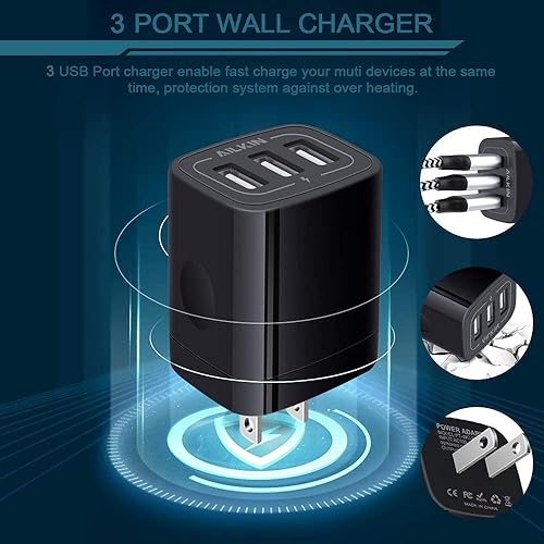 Miniatura 9 de Cargador de pared USB adaptador de cargador Ailkin de 24 amperios de doble puerto plegable cargador rápido cubo de repuesto para iPhone 11XXRXS MAS8