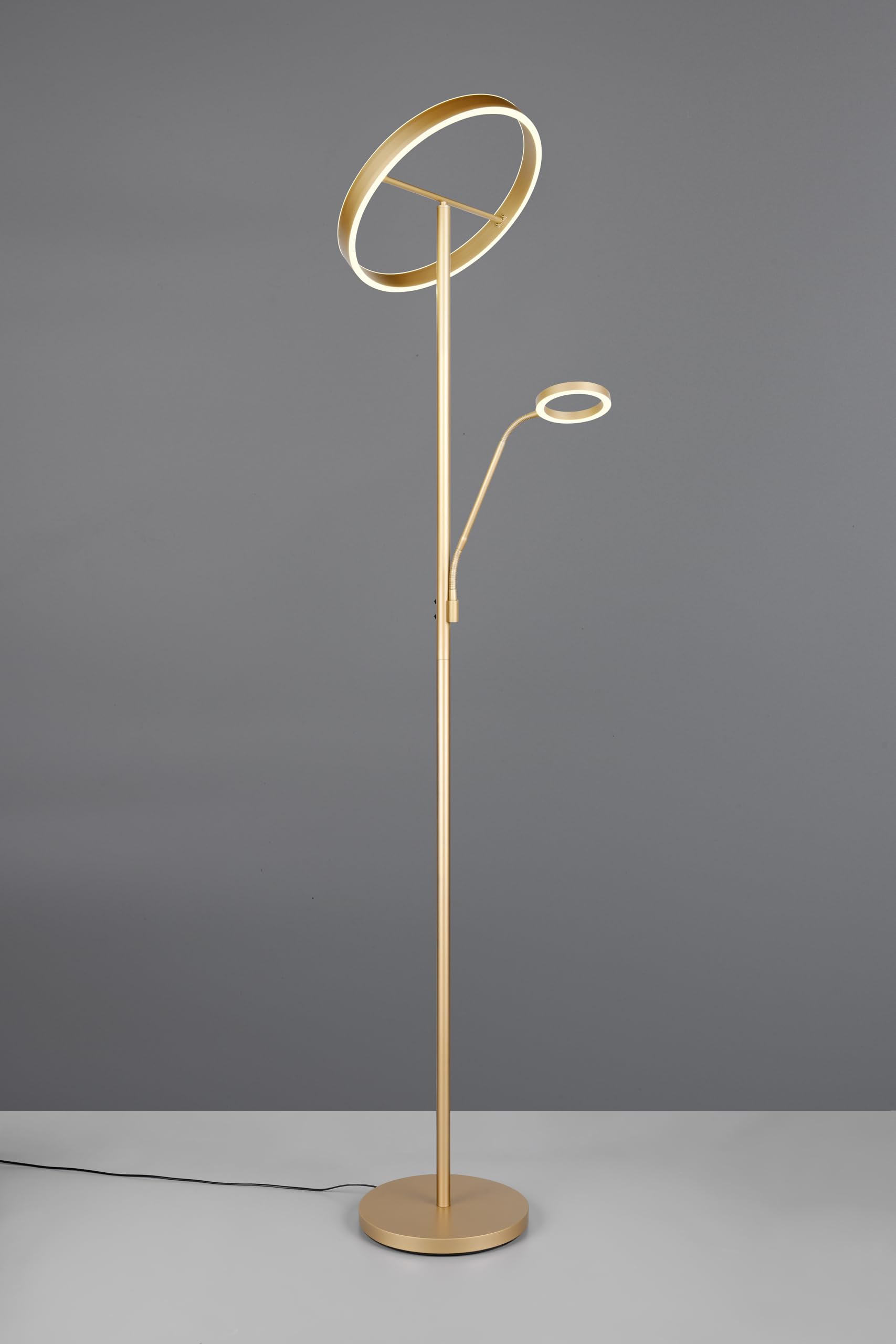 Trio Lampa podłogowa LED Leuchten WILLIS 449510279, złoty metal, 39 + 5,5 W LED, regulowana barwa światła, możliwość ściemniania