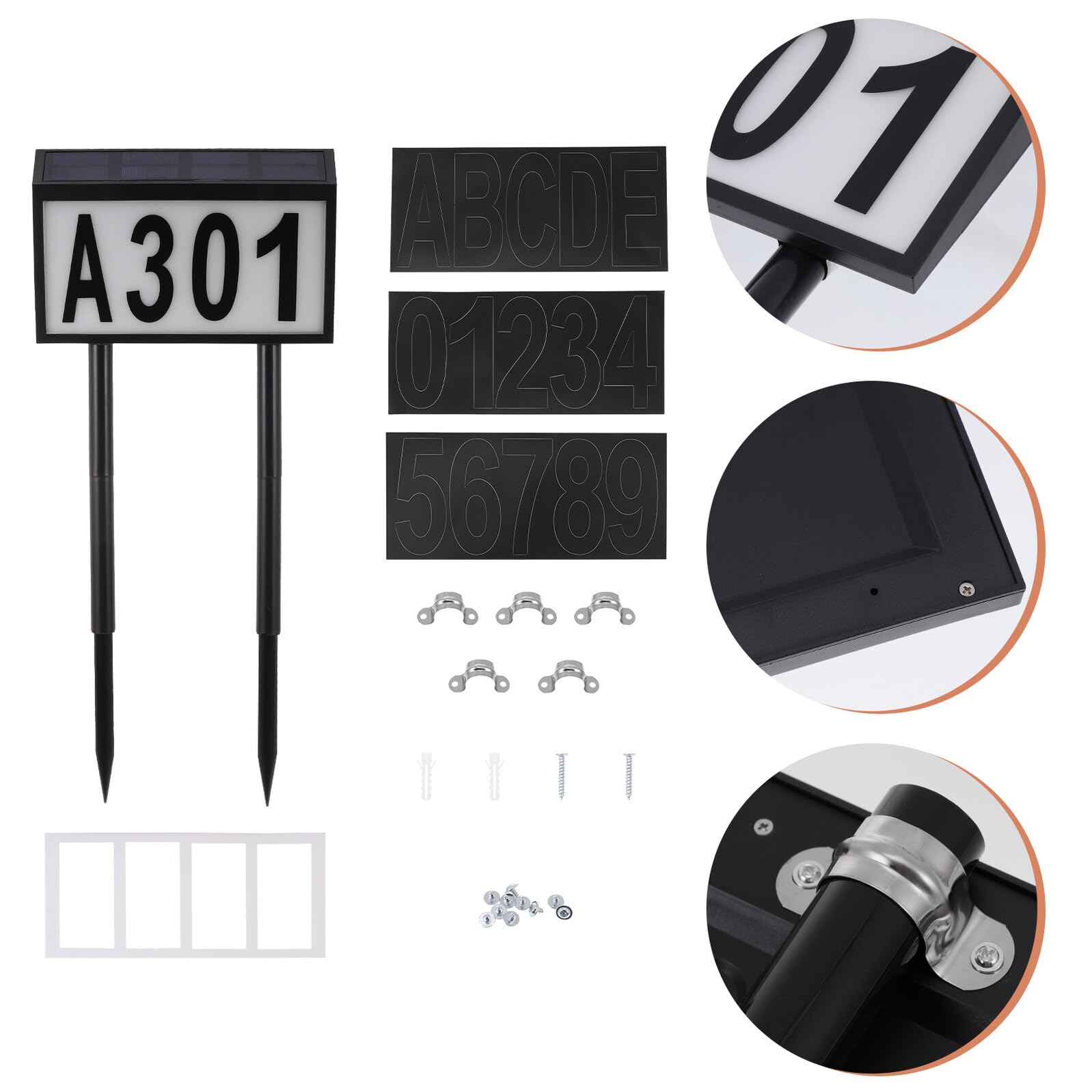 DOITOOL Lampada Solare da Terra per Numero Civico 10 Led, Alimentazione 1200mah, Materiale Abs e Pc, Illuminazione Automatica e Montaggio Facile per Hotel e Centri Commerciali