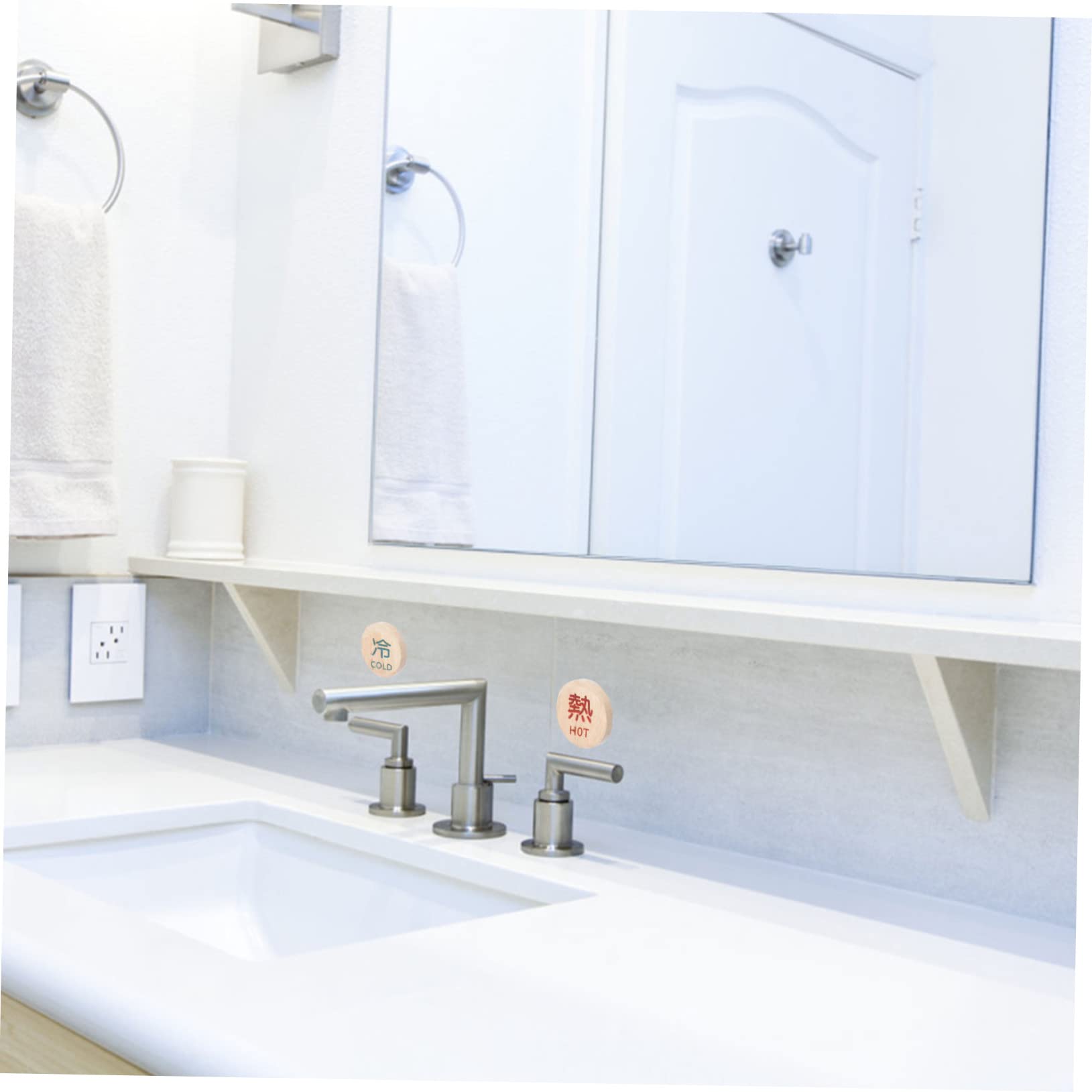 SOLUSTRE 10piezas Señalización De Agua Caliente y Fría Cartel De Aviso Para Restaurantes y Hoteles Madera Natural Diseño Elegante Para Baños y Lavabos