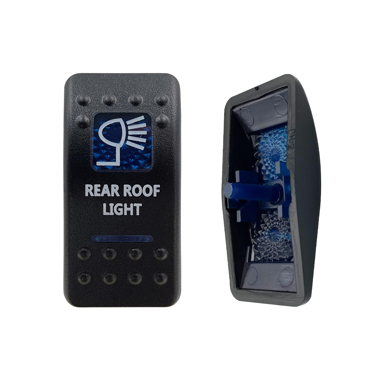 BACAUTOPARTS Blue Lens Carling Style Rocker Switch Cover for ARB Carling Rocker Switch Car Boat Dashboard ABS Material (Rear ROOF Lights)