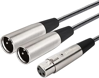 Oluote XLR Y-Splitter Cable, 3 Pin XLR Female to Dual XLR Male Audio Patch Cable, XLR Splitter Adapter Cables (0.3M)