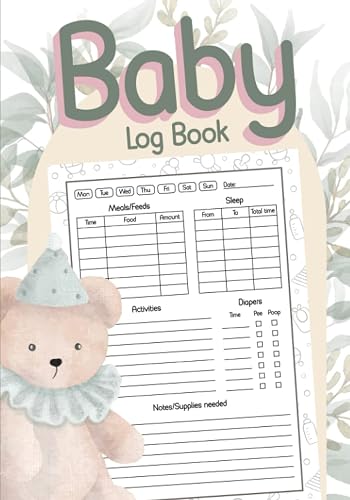 Baby Log Book: Daily Tracker for Babies, Toddlers, Infants (Meals, Sleep, Diapers, Activities, Supplies, Notes)
