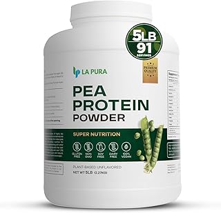 100% Vegan Pea Protein Powder - 5LB, Unflavored Plant-Based Protein Powder with 20g Protein, Easy to Digest, Gluten Free, Non-GMO, No Additives for Optimal Nutrition