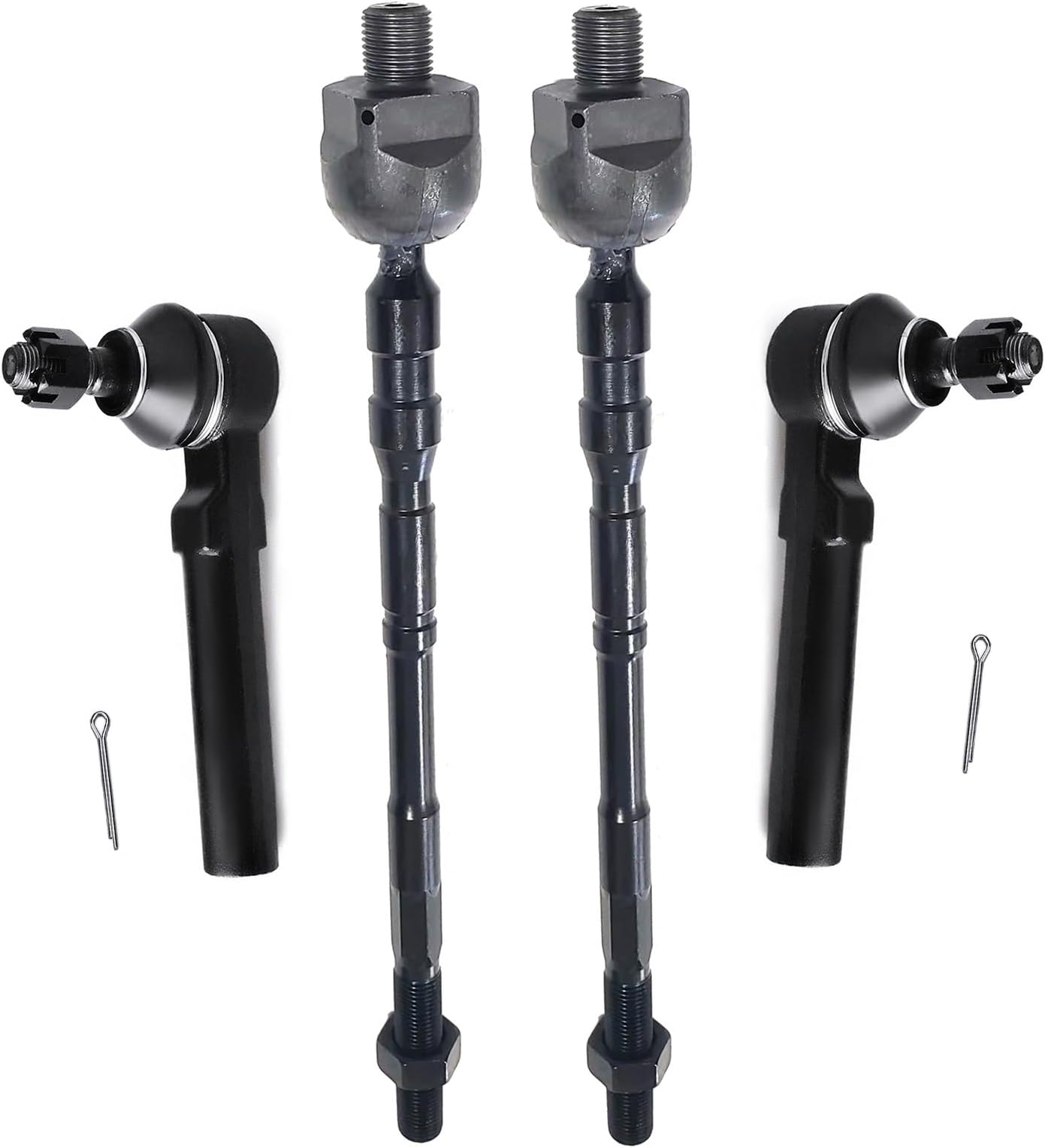 4PC Front Inner and Outer Tie Rods FITS for Subaru Forester 2003-08/ Impreza 2004-11/ Legacy 2010-14/ Outback 2010-14 (w/ 15.5mm Threads), ES3712 EV800049 Front Tie Rods