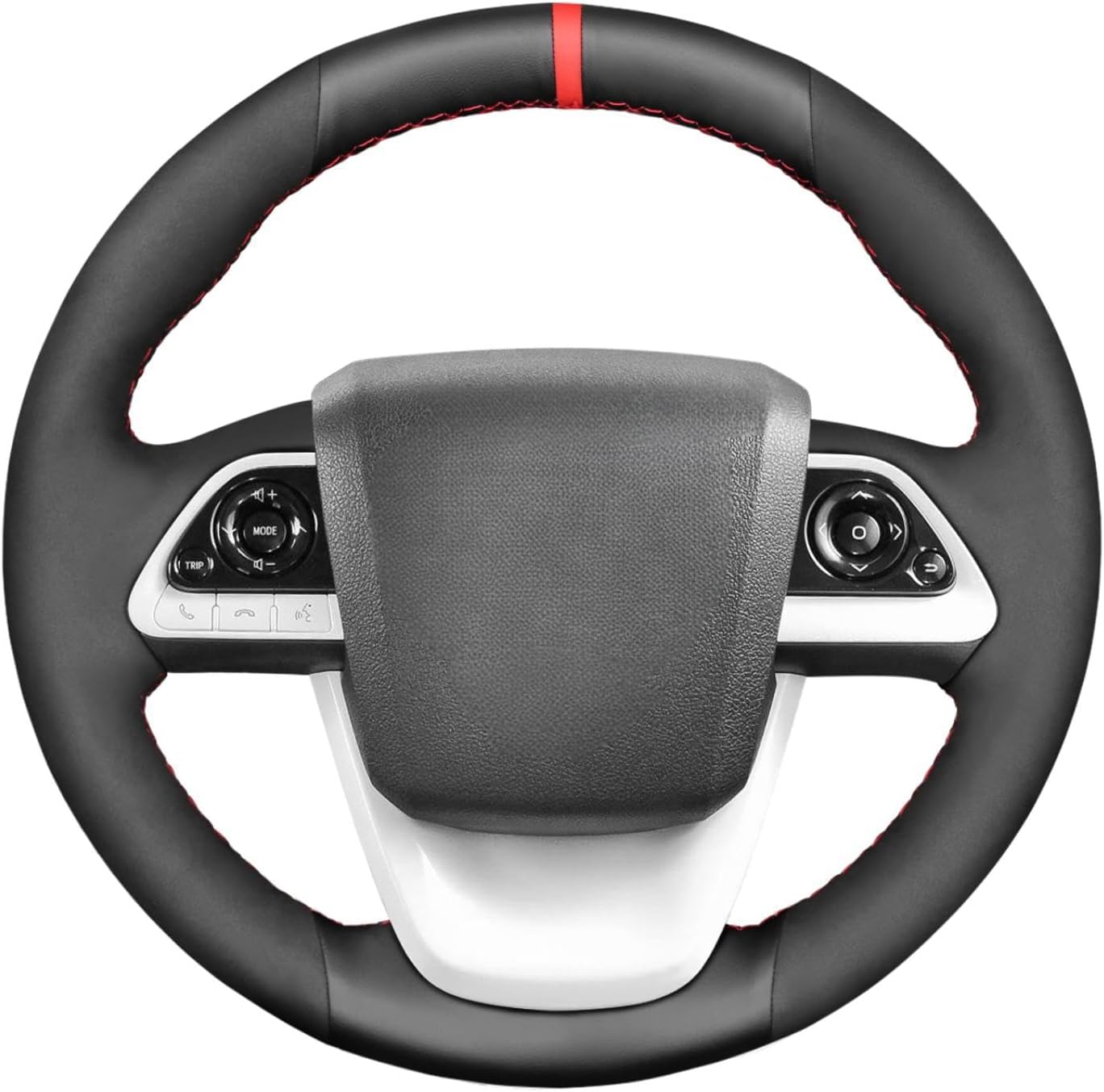 MEWANT Toyota Prius 4 / Prime / Mirai Steering Wheel Cover - Carbon Fiber & Suede - Red