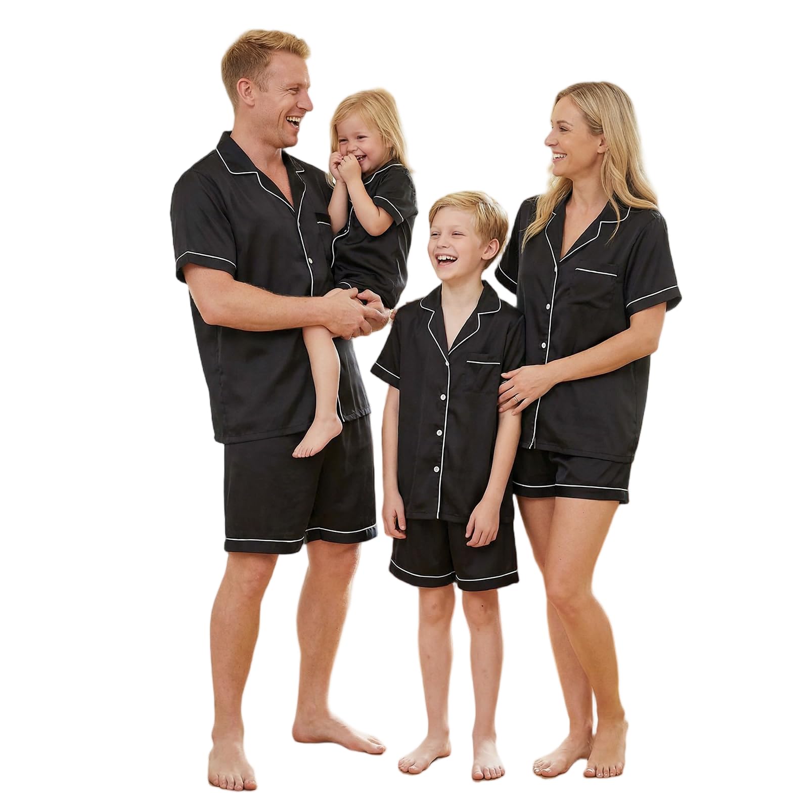 Matching Silk Pajamas Set for Family Summer Short Family Matching Sleepwear Suits Couple Satin Pjs Set-image-42