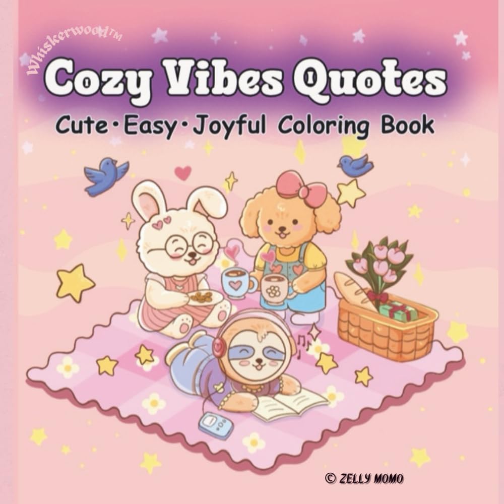 Cozy Vibes Quotes: Cute • Easy • Joyful Coloring Book (Whiskerwood Coloring Books)