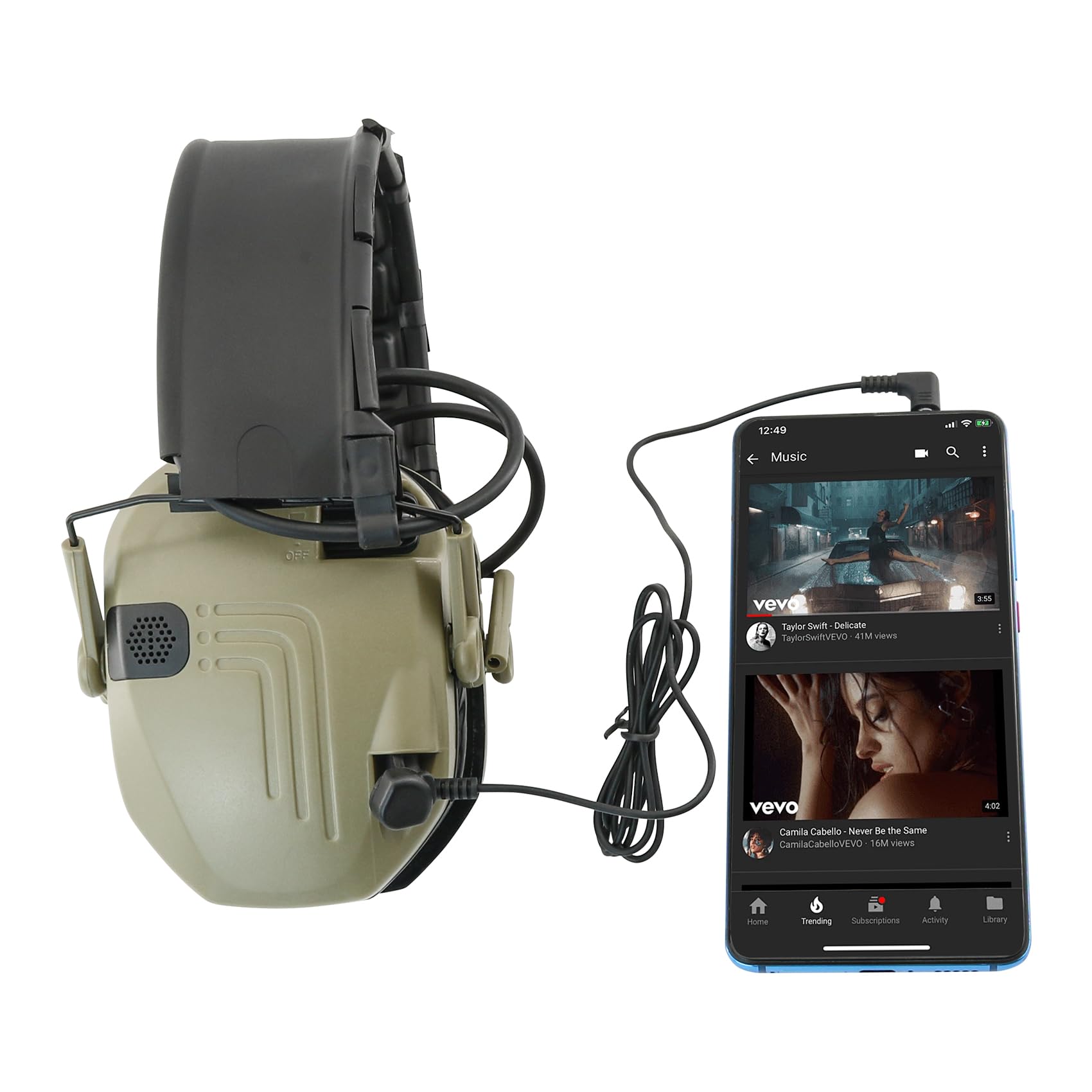 Orejeras electrónicas de seguridad con protección auditiva NRR de 23 dB, reducción de ruido con almohadilla de gel para deportes al aire libre (bronceado)