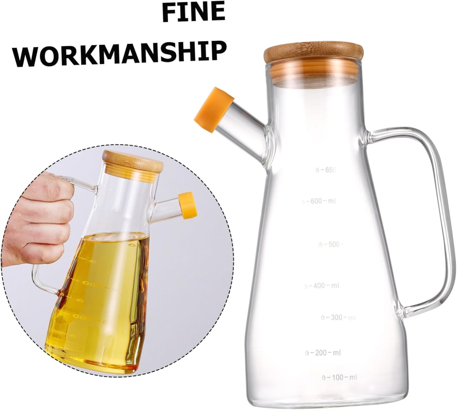 LIFKOME 1pc Glass Oil Dispenser Oil Sprayer and Pourer Ghee Container Side Leakage Bottle Kitchen Bottle