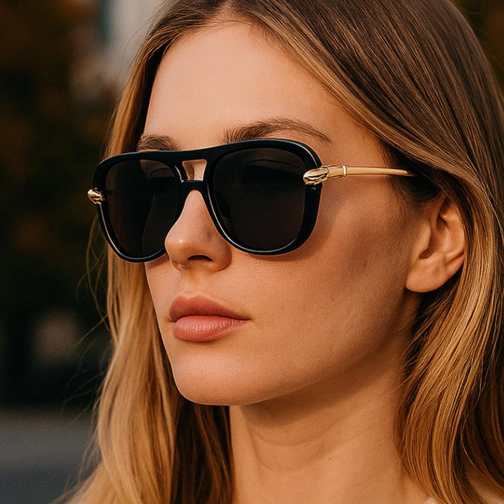 Okulary przeciwsłoneczne retro steampunk z metalową oprawką i gradient