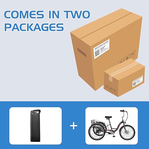 Miniatura 6 de H&ZT Triciclo eléctrico de 7 velocidades, 350 W, 10 AH, 15 MPH, 36 V, batería de litio con certificación UL, 24 pulgadas26 pulgadas, bicicletas