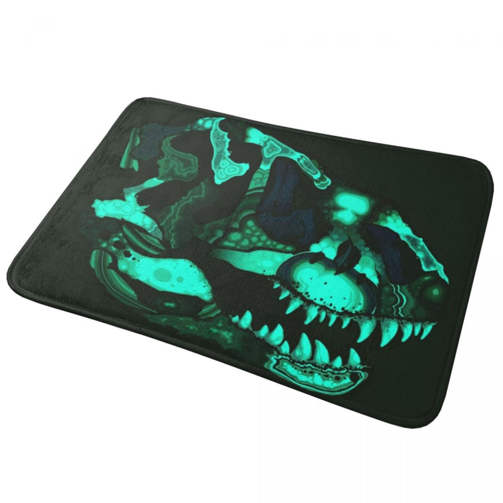 Paillasson Malachite T-Rex Skull antidérapant et absorbant pour l'entrée de maison