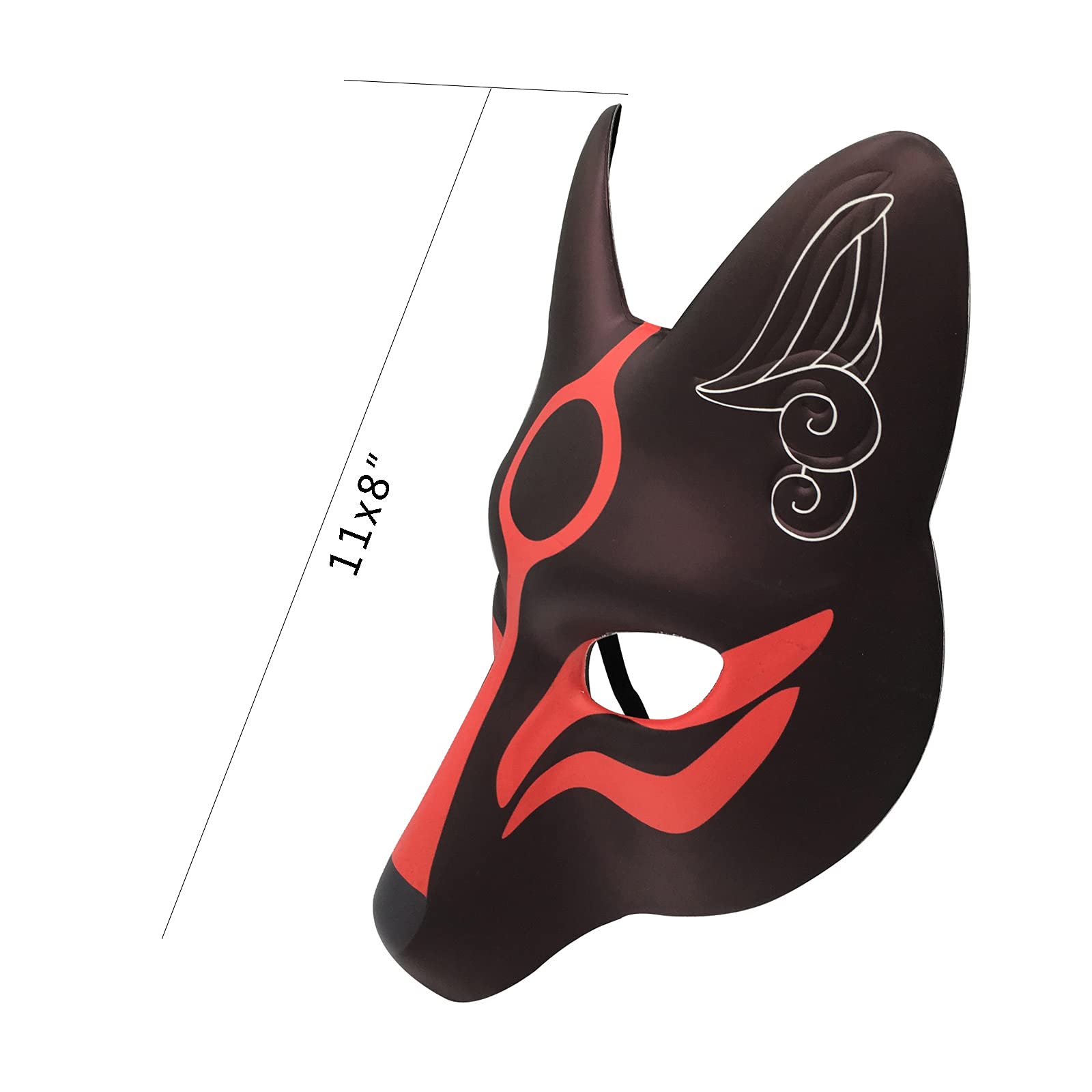 YangYong Kitsune Maska z lisem na Halloween, maskaradę, maskaradę, maseczki Kabuki PU do kostiumu