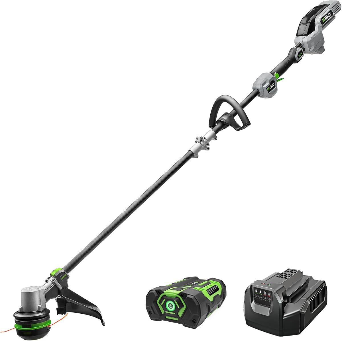 Recortadora de hilo, alimentada por batería, recortadora de 15" para malezas y césped con POWERLOAD y eje dividido de fibra de carbono, incluye batería de 56 V 2,5 Ah y cargador - ST1521S