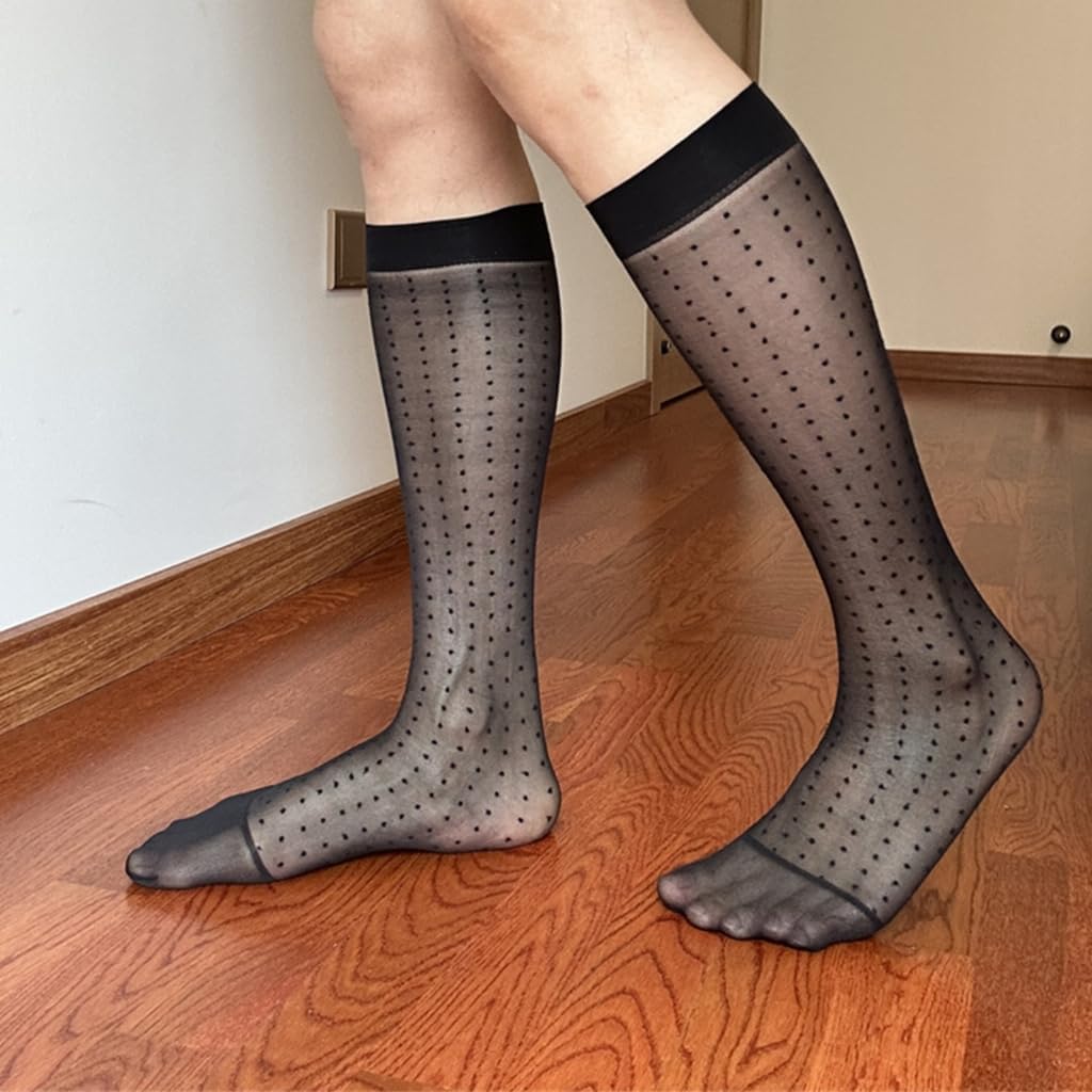 Mens Sheer Business Dress Socks Long Over the Calf Dress or Work Socks Nylon Dress Socks Knee Highs Dress Socks