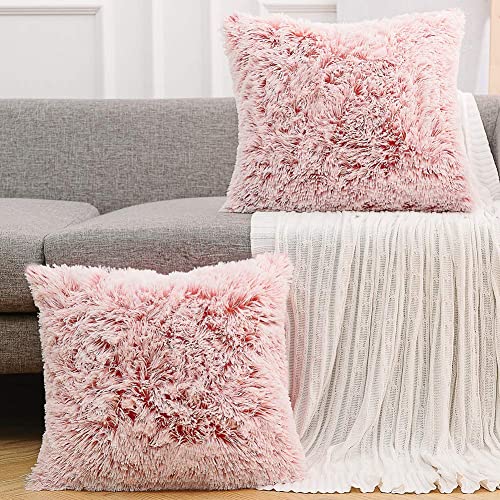 Image of Faux Fur Throw Pillow Covers for Couch Decorative Pillows 24x24 Inches