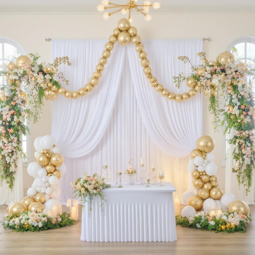 HBBMAGIC 3M × 3M Mariage Fond Blanc Rideau Photo Mur Anniversaire Bébé Douche Baptême