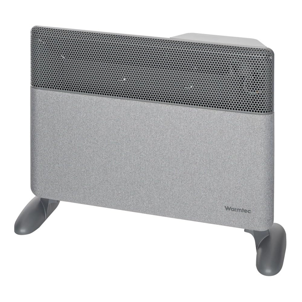 WARMTEC Radiateur électrique 1500W Inverter - Convecteur Connecté mural et portable - Chauffage intelligent avec Wi-Fi et thermostat - Minuterie, protection IP24 et façade en tissu - Gris