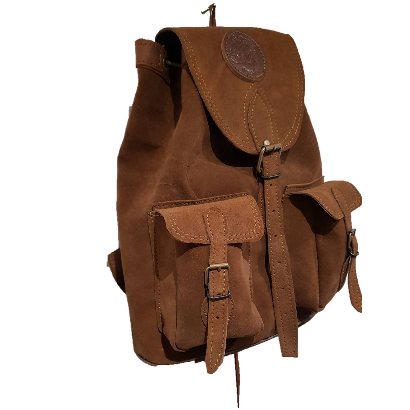 Mochila de caza serraje con dos bolsillos frontales