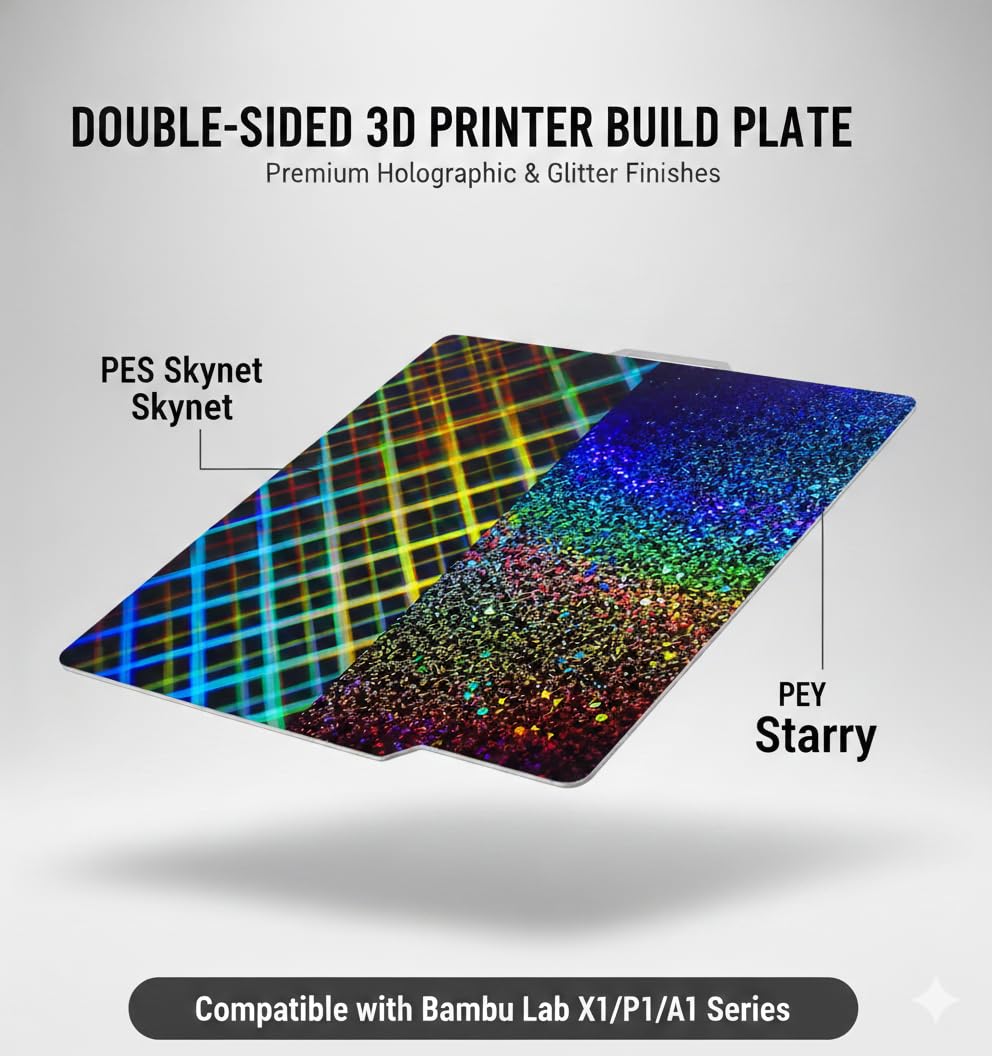 Autables Dual-Sided PEY Starry-PES Skynet Build Plate Compatible for BambuLab A1, X1, X1C, P1S, P1P – Magnetic Spring Steel Flexible 3D Printing Bed-picture-38