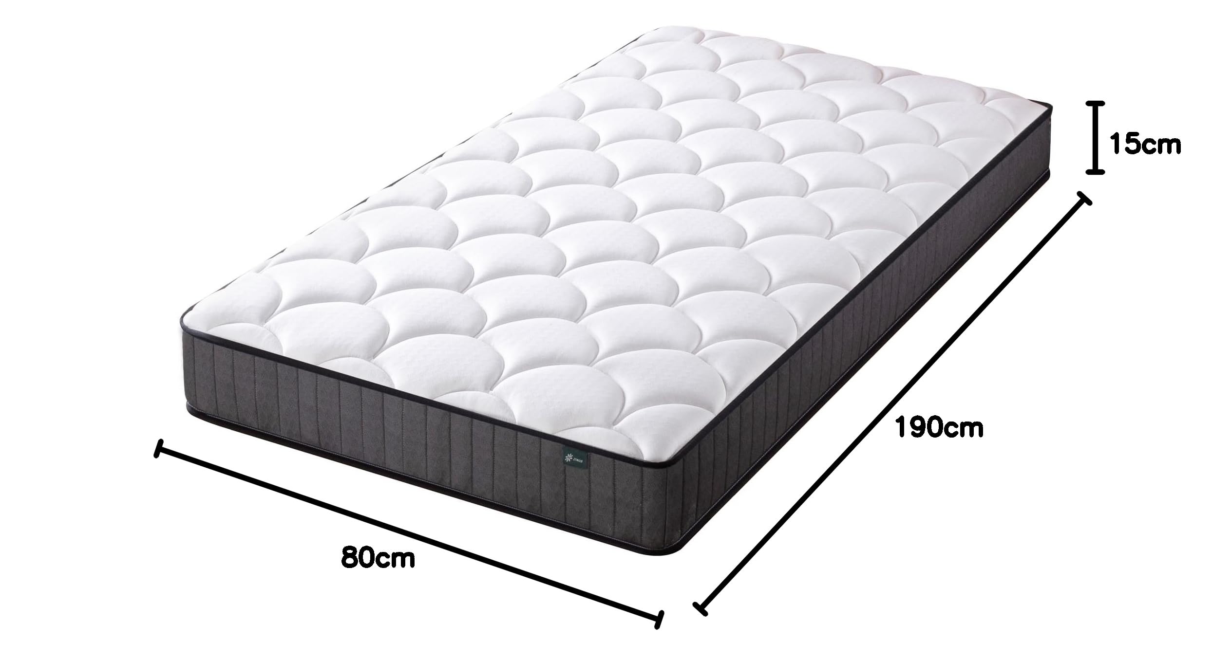 Zinus materasso 80x190 cm - Altezza 15 cm - Materassi a molle insacchettate e memory foam - Materasso ibrido