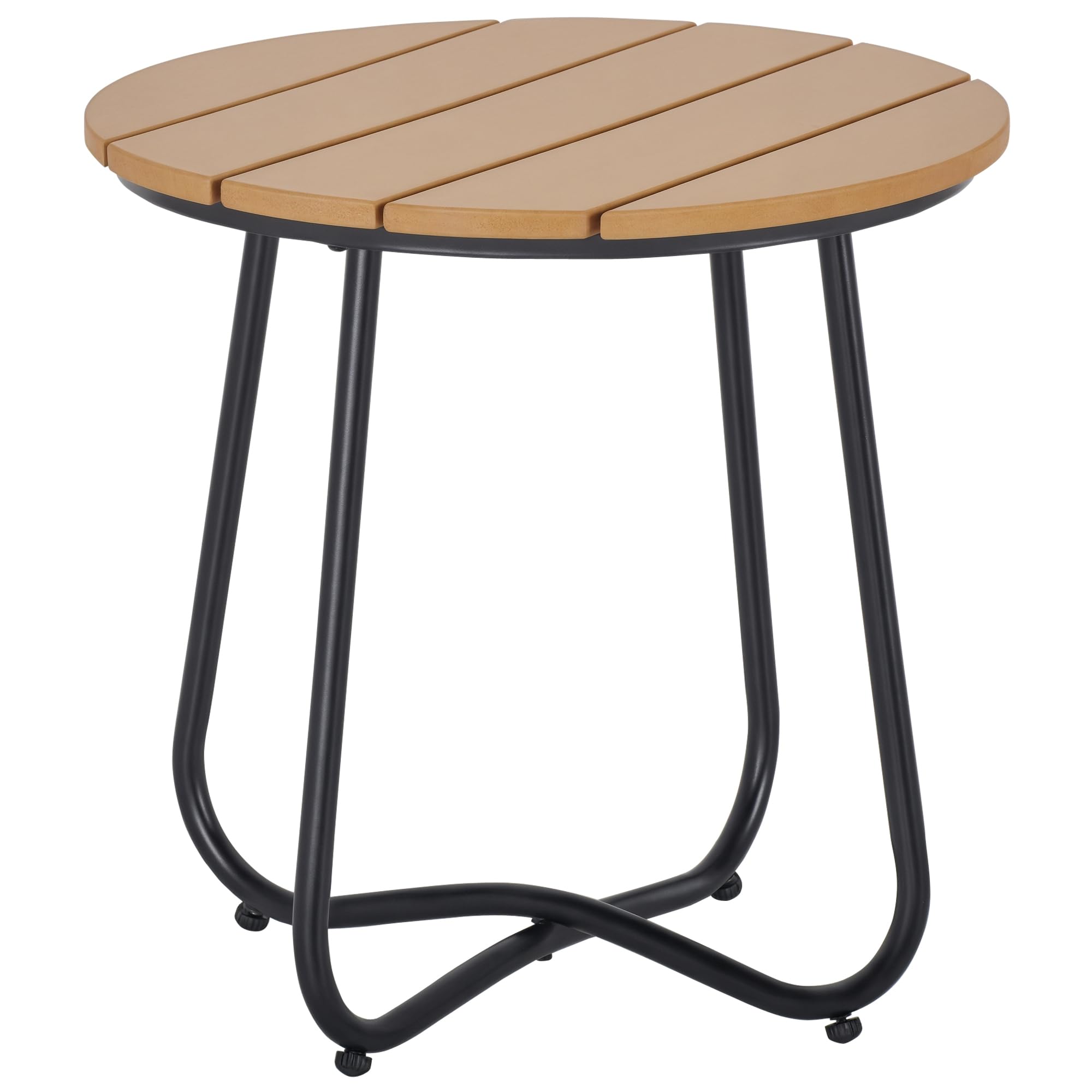 Outsunny Petite Table Basse Ronde d'Appoint Acier Jardin Balcon Terrasse Salon Ø49 x 48H cm Marron