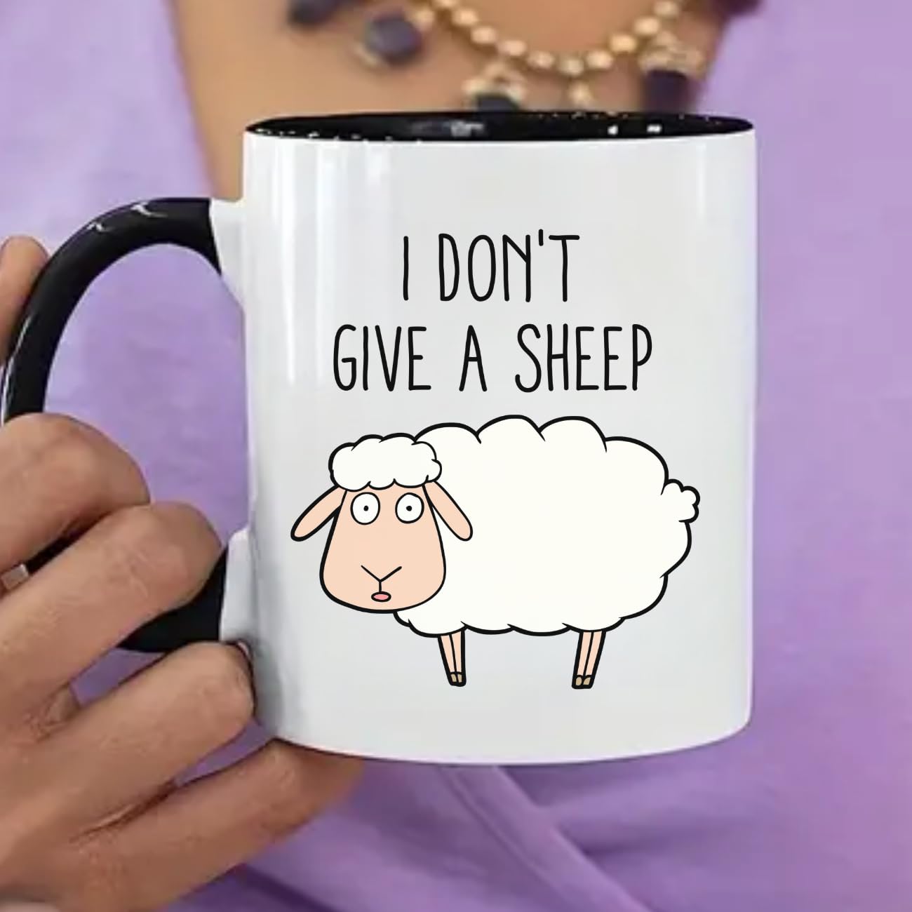 Tazza Da Caffè Con Pecora E Frase Divertente, Nera. Lo Scherzo Perfetto Per L'ufficio!