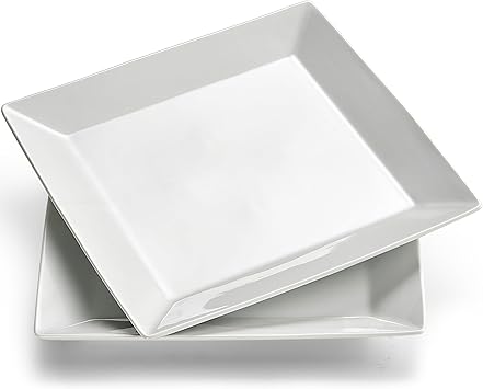 Amazon.com | Meideal 10.6" Porcelain Dinner Plate, Simply White Square ...