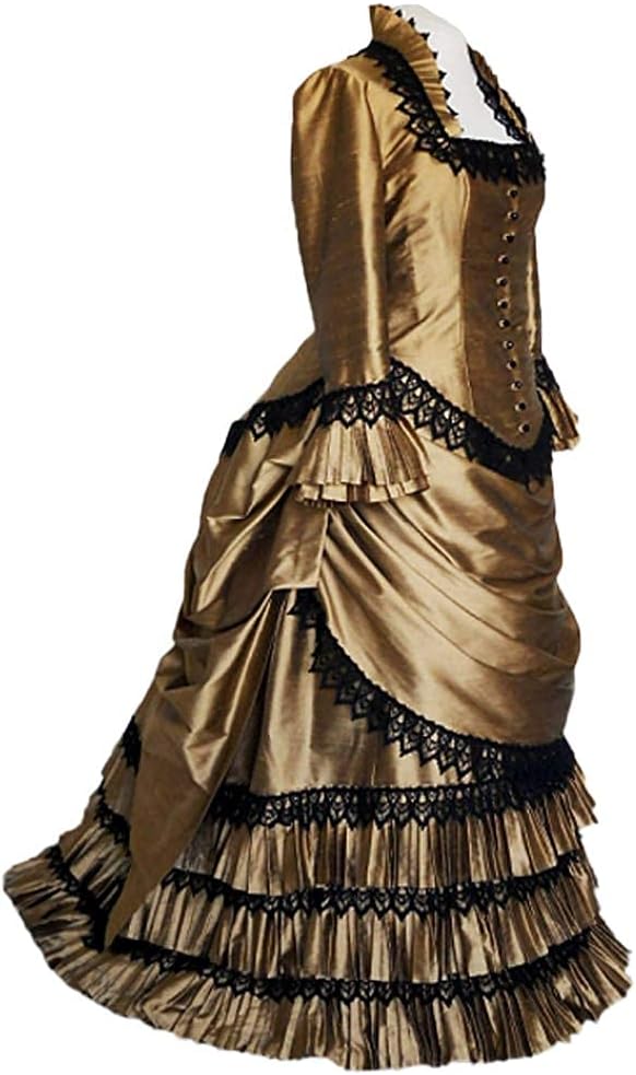 Steampunk Victorian Gothic Cosplay Costume Victorian Bustle Dress Gown Costume Gold Edwardian Dress for Women - Image 2
