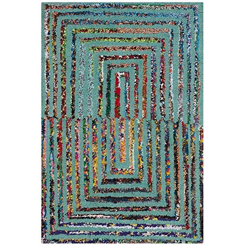 Tapete decorativo rectangular 2x3 pies azul verdoso miniatura 1