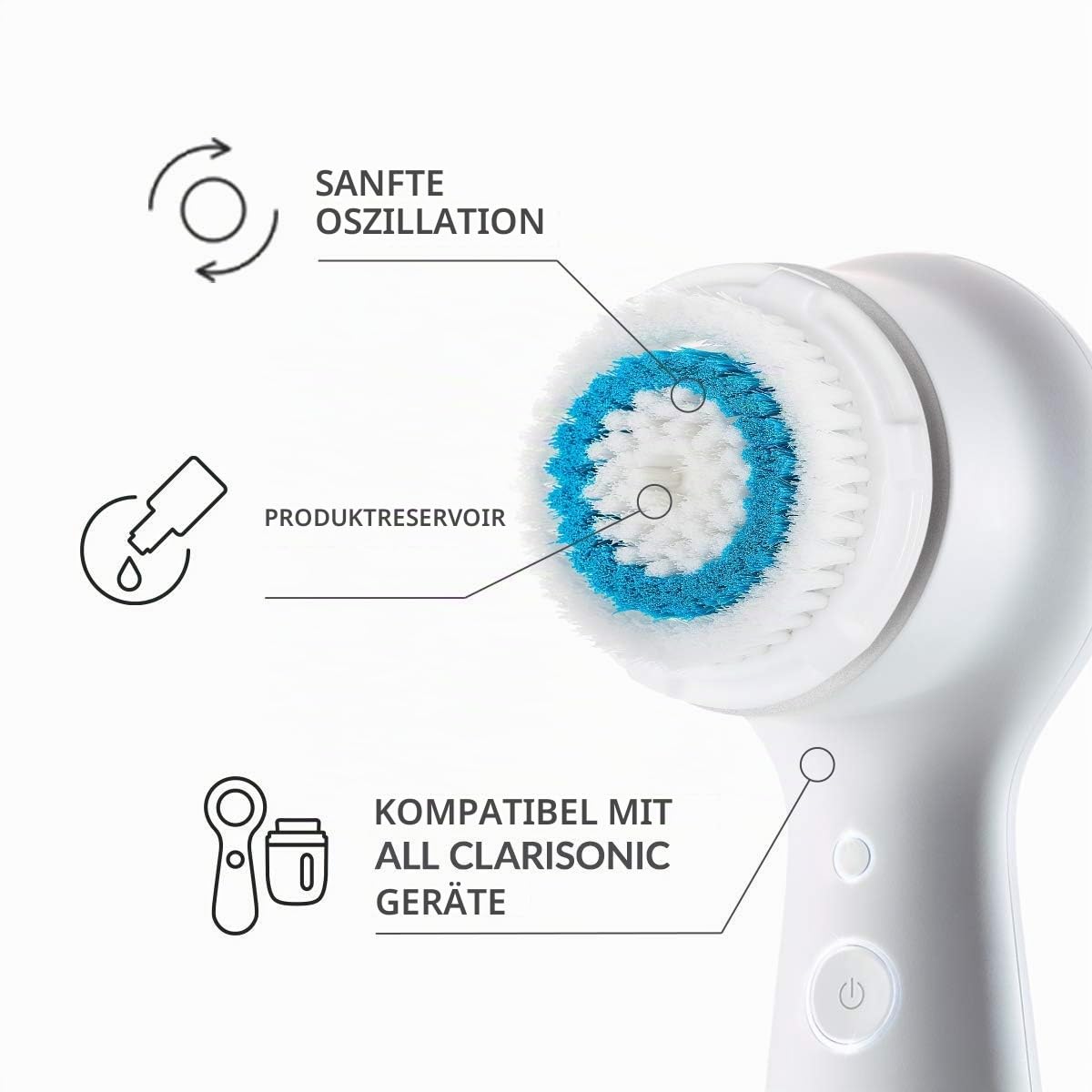 Clarisonic Tiefporige Gesichtsreinigungsbürste, kompatibel mit Mia 1, Mia 2, Alpha Fit, Smart Profile Uplift und Alpha Fit X, 2 Stück