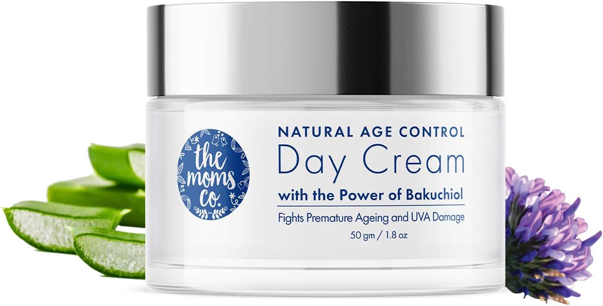 The Moms Co. Natural Age Control Day Face Cream with Bakuchiol (Natural Retinol), Anti Wrinkle Cream, Fine Lines & Sun Protection, Anti Aging Day Cream for Women & Men (50gm)