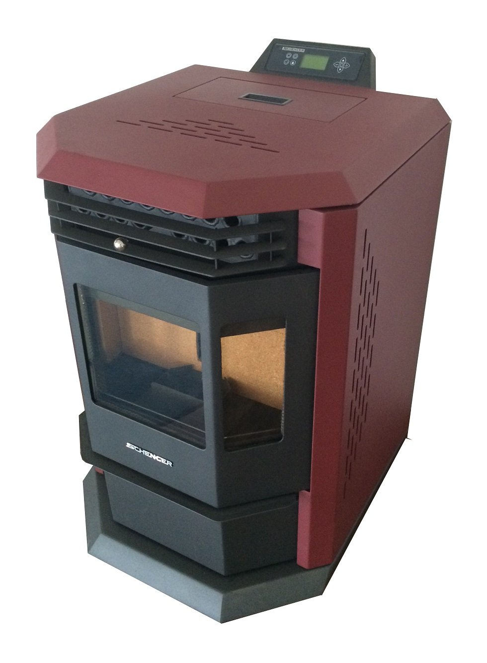 Poêle à pellets HP60 performant, chauffage écologique bordeaux rouge
