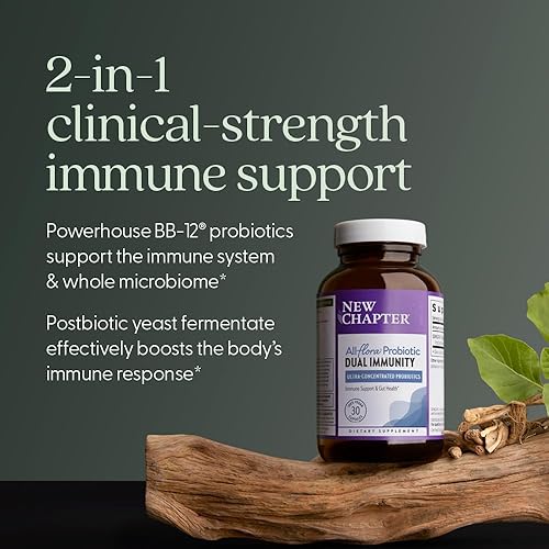 Miniatura 4 de New Chapter All-Flora Probiotic Dual Immunity, Ingredientes de fuerza clínica - Probióticos altamente concentrados para apoyo inmunológico activo y