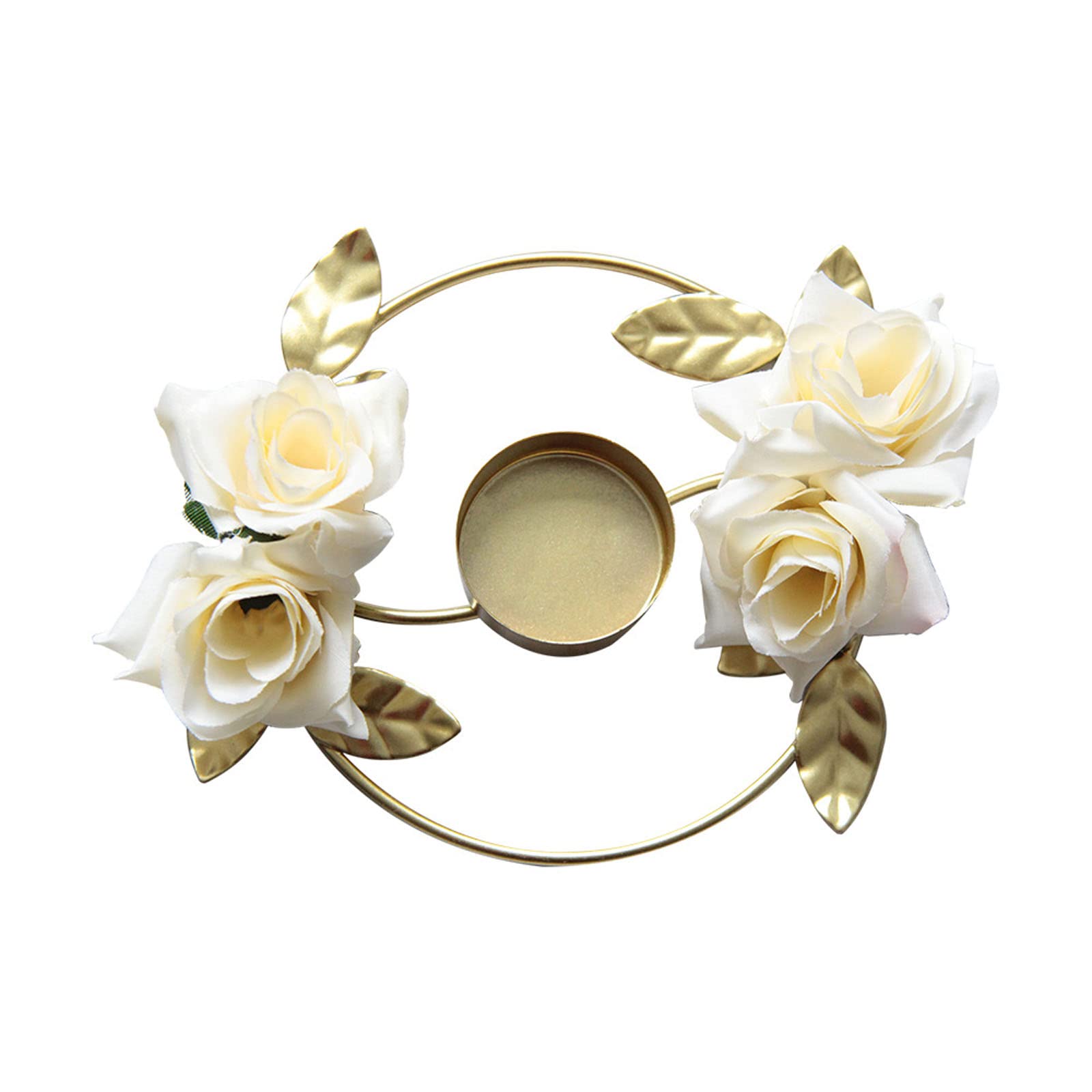 carotoe Wrought Iron Holder Artificial Rose Candlestick Light Luxury Decor for Candlelight Dinner Kitchen Table Holder for Wedding Centerpieces