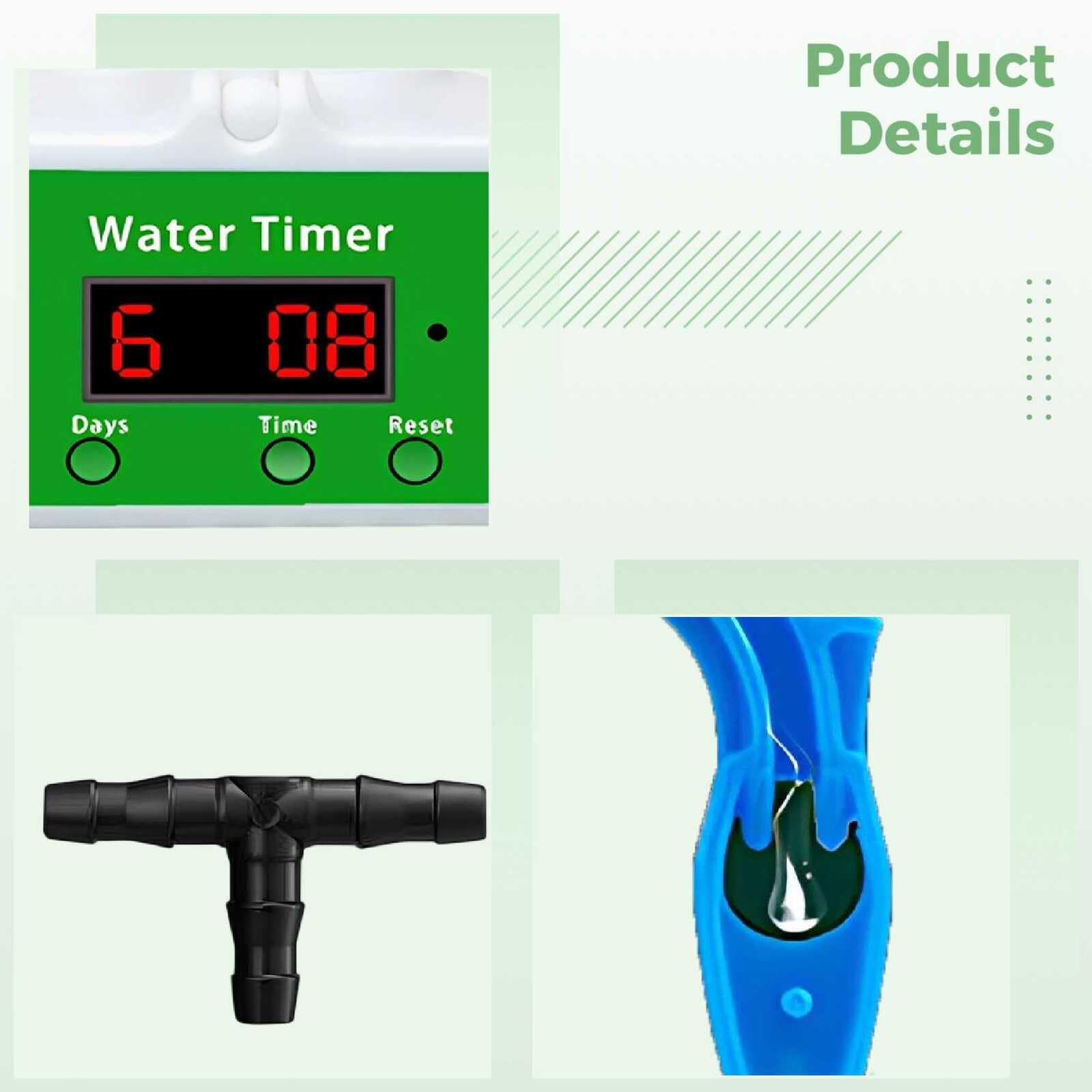 Système d'arrosage automatique intelligent, kit d'irrigation goutte à goutte pour 12 plantes, recharge USB, tuyau de 2 m et 12 goutteurs, auto-arrosage pour plantes d'intérieur
