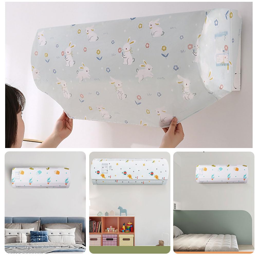 Housse Climatiseur Décorative – 2 Pièces, Motif Fleurs, élastique
